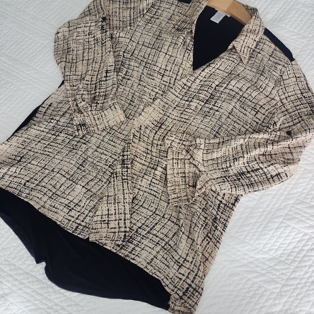 Soft surroundings pop over high low roll up sleeves lagenlook minimalist blouse - Picture 14 of 16